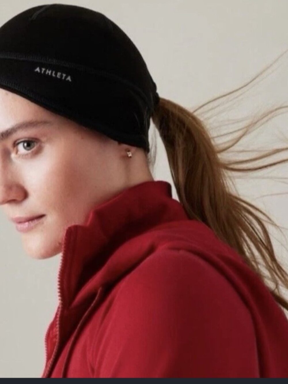 Athleta Pony-Tail Softshell Black Beanie O/S